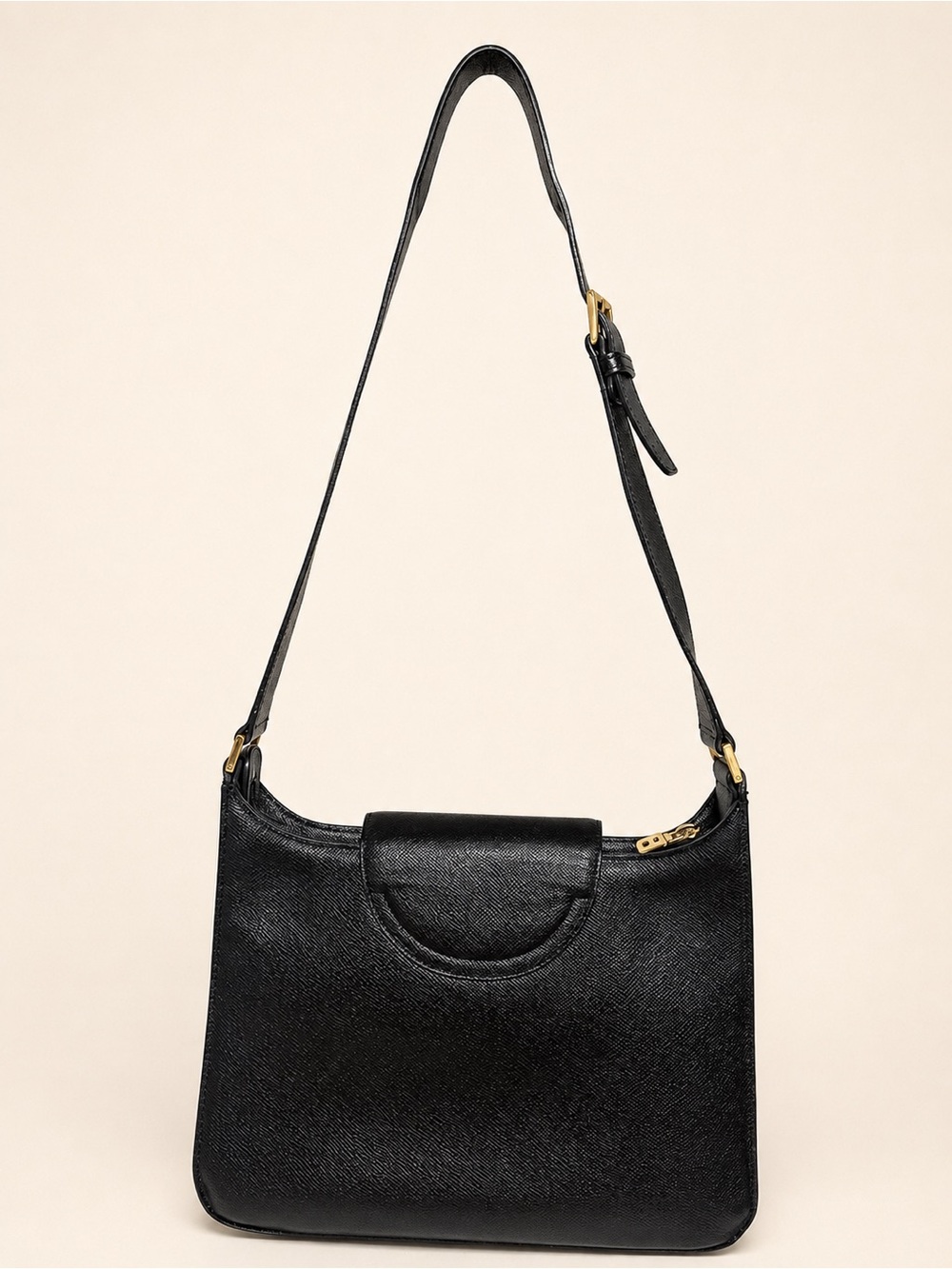 Bally Vintage Black Leather Shoulder Bag Gold Hardware Crossbody - Picture 3 of 10